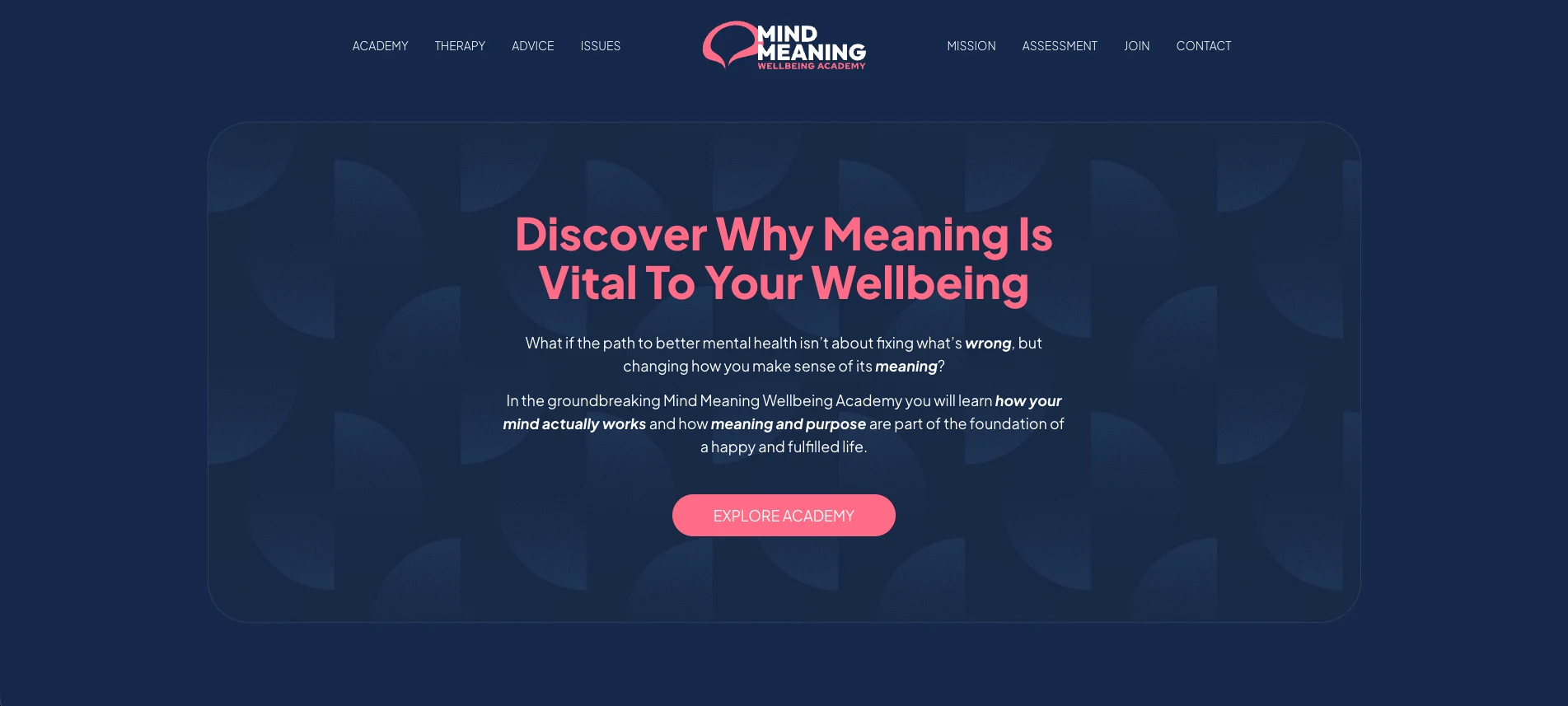 Mind Meaning website screenshot