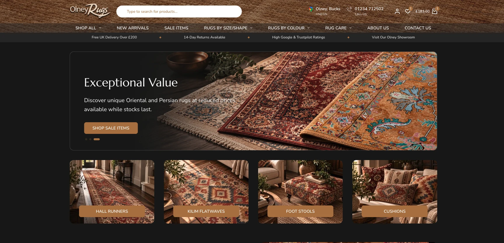 Olney Rugs website preview