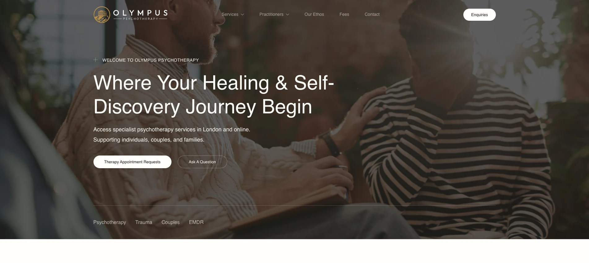 Olympus Psychotherapy website screenshot