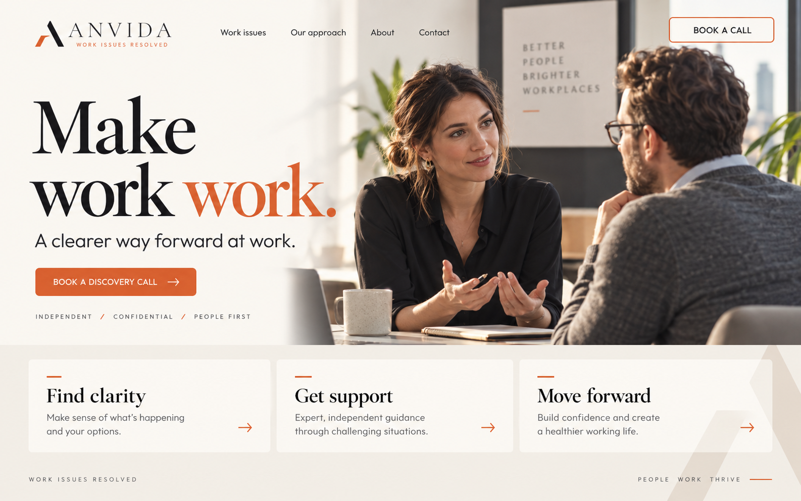 Conceptual Anvida website design